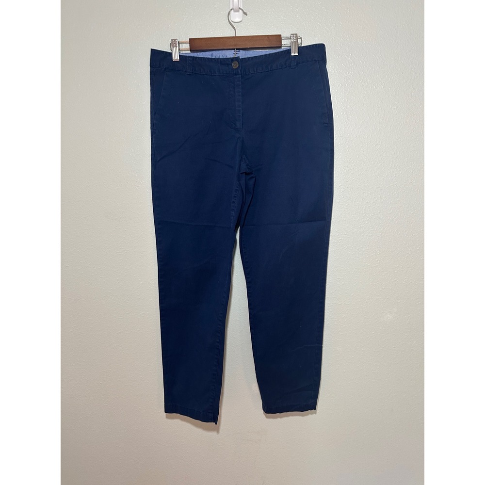 Talbots The Weekend Chino Navy Blue Stretch Cotton Pants Womens Size 12